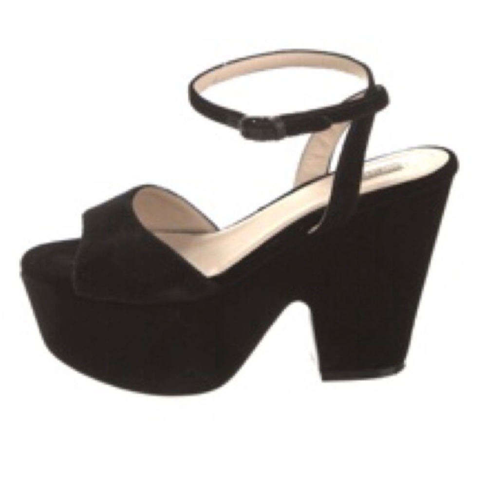 Bottega Veneta Black Velvet Platform Sandals